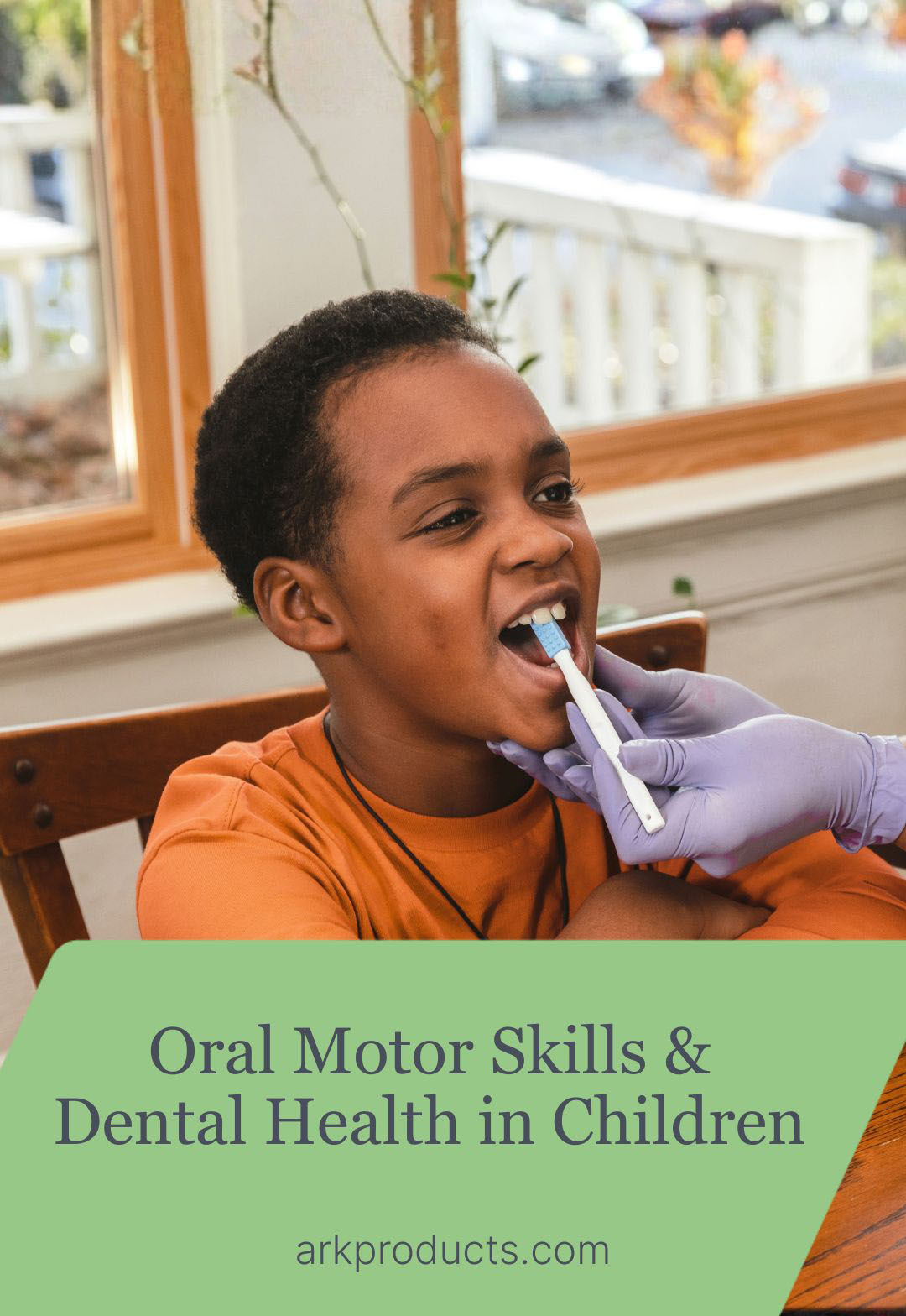 Young boy works on oral motor skills with his therapist using the ARK Oral Motor Probe