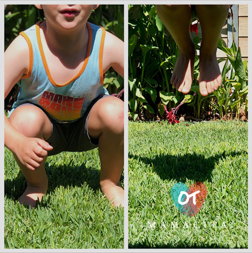 What Is a Sensory Diet? A boy jumps outside in the yard to activate proprioceptive input