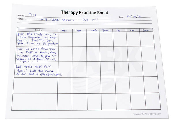 Speech Homework Chart