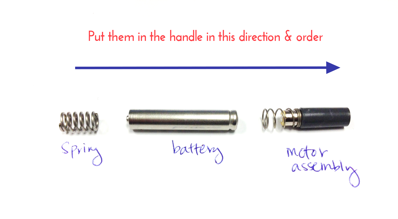 Learn about the Z-Vibe with Occupational Therapist Katie Zelinski Visual of the order of how to assemble the inside components of the Z-Vibe